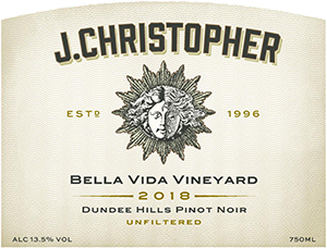 J Christopher Bella Vida Pinot Noir 2018 dLabel J Christopher Bella Vida Pinot Noir 2018 dLabel