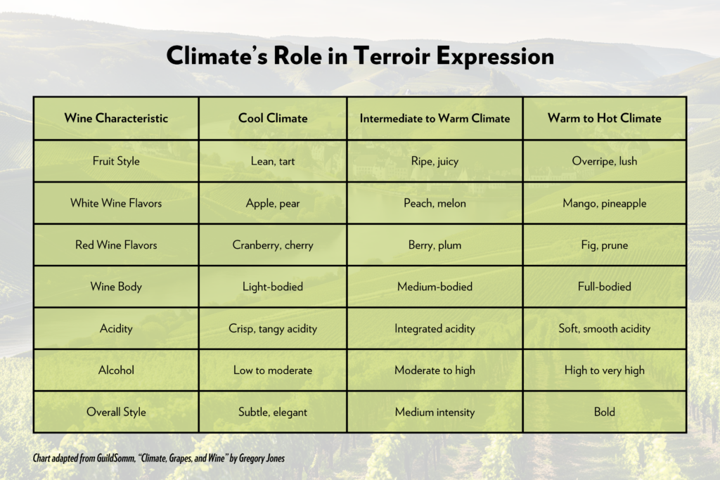 Climate's Impact on Terroir Table Chart (LARGE)