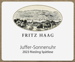 Fritz Haag Juffer Sonnenuhr Spätlese 2023 Label